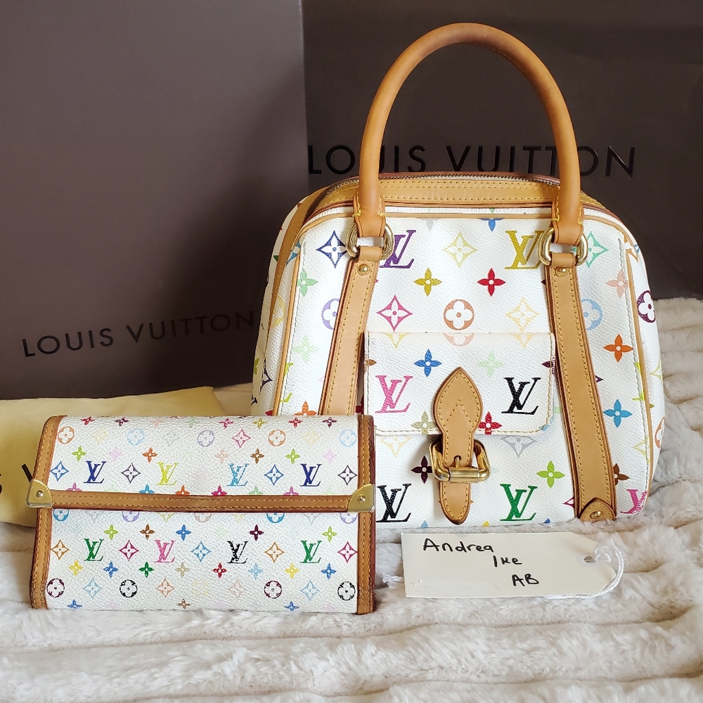Louis Vuitton Murakami Multicolor Priscilla White and Marching Wallet